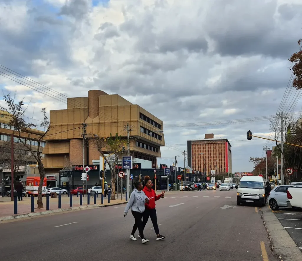 Pedestrains on Burnette Street, Hatfield, showing inadequate road crossings available